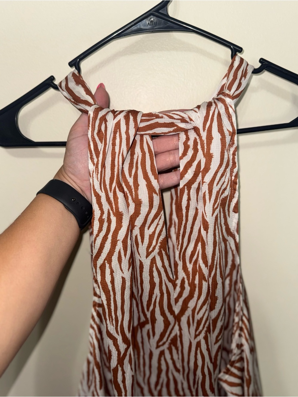 Zebra Print Halter Top - Rust & White by RyeGrass - Picture 3 of 7